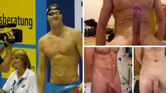 German Olympic swimmer Erik (stony) shows off his astronomically long white dick