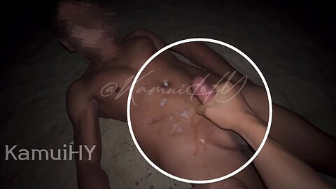 TG channel @OnlyBeeClub_KamuiHY_ seduces the black-skinned muscle lifeguard and cums